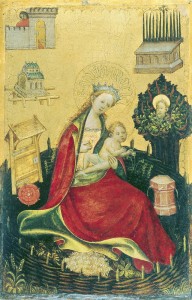Abb. 3: Unbekannter Deutscher Meister aus Westphalen, Jungfrau mit Kind im Hortus Conclusus, ca. 1410, Madrid, Museo Thyssen-Bornemisza.