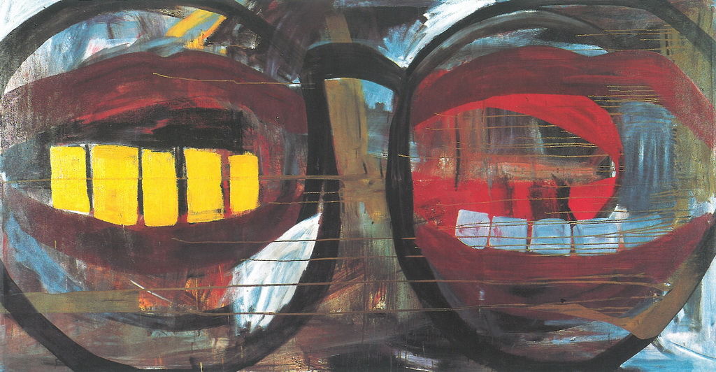 Abb. 1: Albert Oehlen, The Critic Sees, 1988, Öl auf Leinen, 200 x 380 cm.