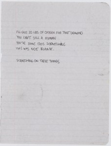 Abb. 2: Jean-Michel Basquiat, Untitled Notebook 1, Tinte auf liniertem Papier, 24,4x19,4cm, Collection of Larry Warsh.