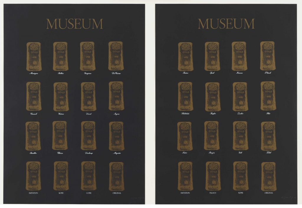 Fig. 3: Marcel Broodthaers, Museum-Museum, 1972, two screenprints, each 83 x 59.1 cm; publisher: Edition Staeck, Heidelberg; printer: Gerhard Steidl, Göttingen; edition of 100, The Museum of Modern Art, New York, The Associates Fund, 1991.